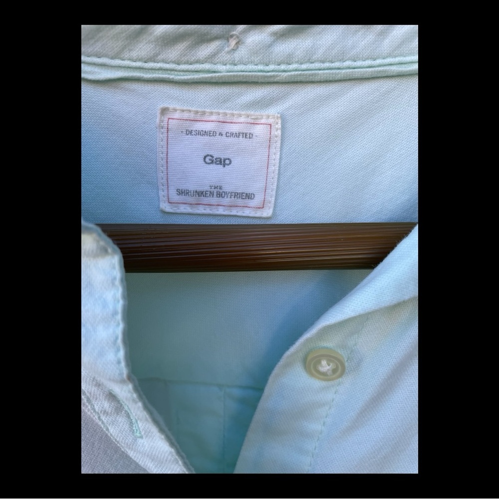 Gap Perfect Oxford Button Down Mint Green Shirt Size Med - Picture 3 of 11